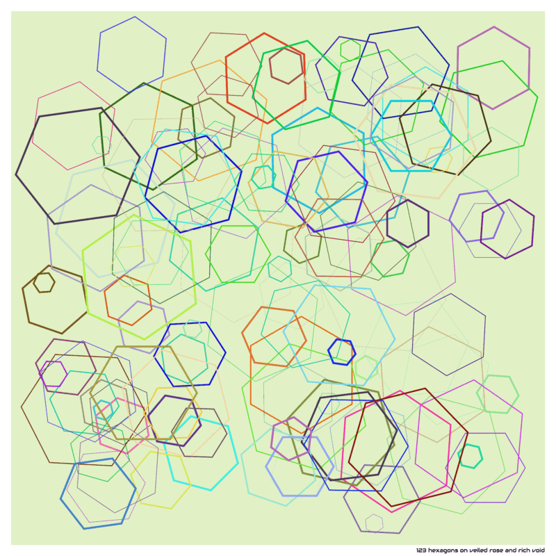 123 hexagons on veiled rose and rich void
