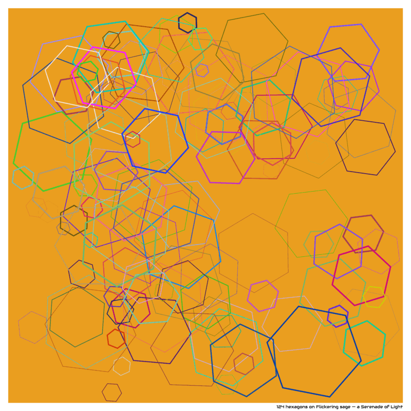 124 hexagons on Flickering sage — a Serenade of Light