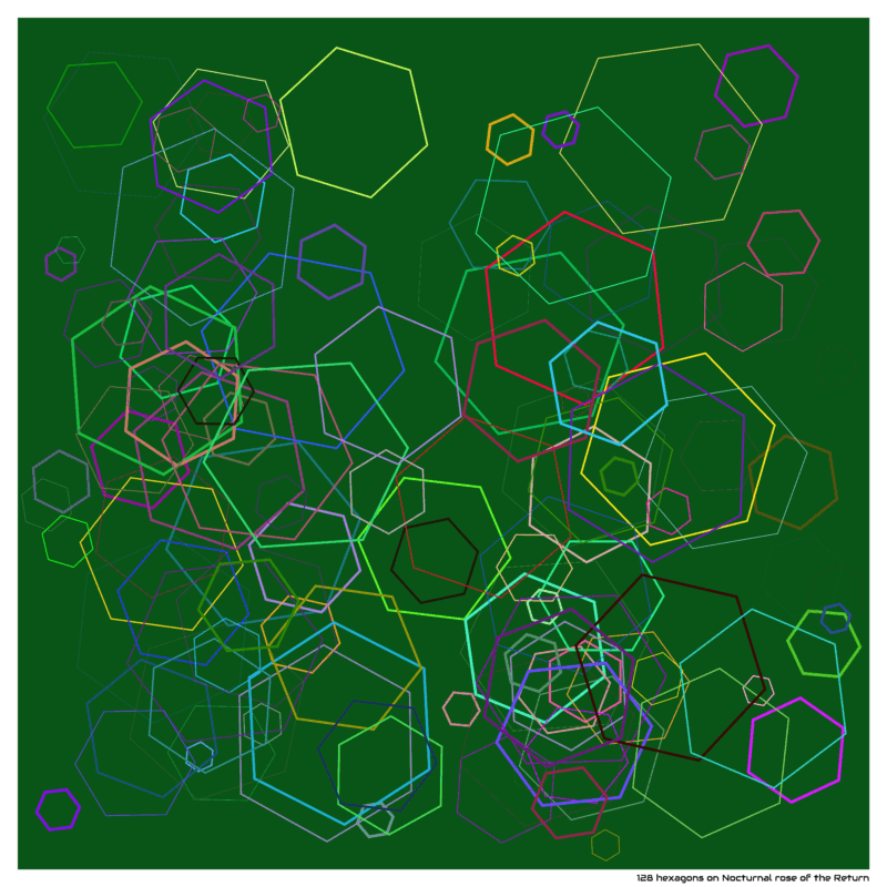 128 hexagons on Nocturnal rose of the Return