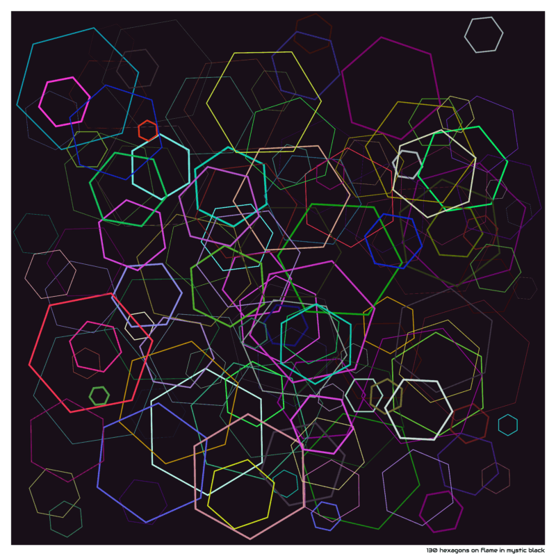 130 hexagons on flame in mystic black