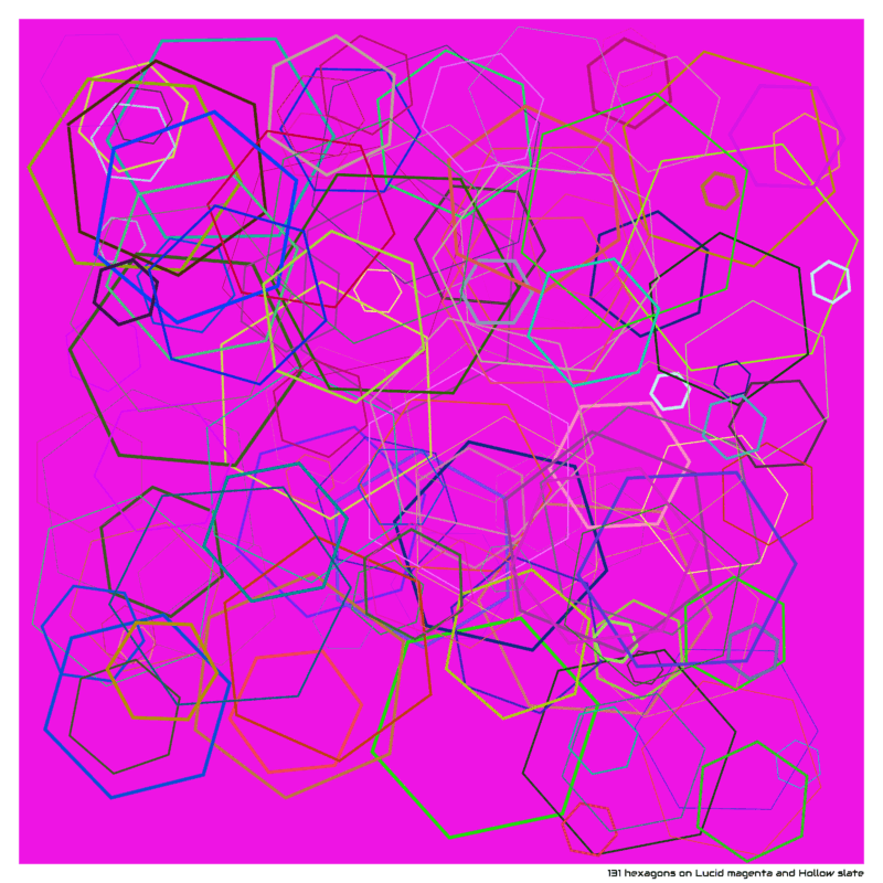 131 hexagons on Lucid magenta and Hollow slate