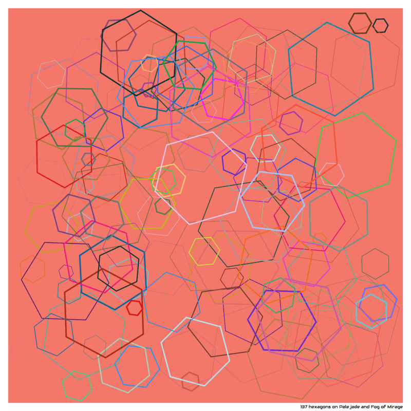 137 hexagons on Pale jade and Fog of Mirage