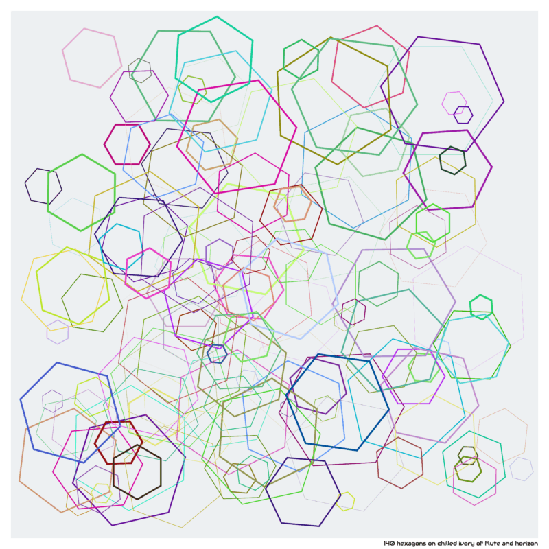 140 hexagons on chilled ivory of flute and horizon