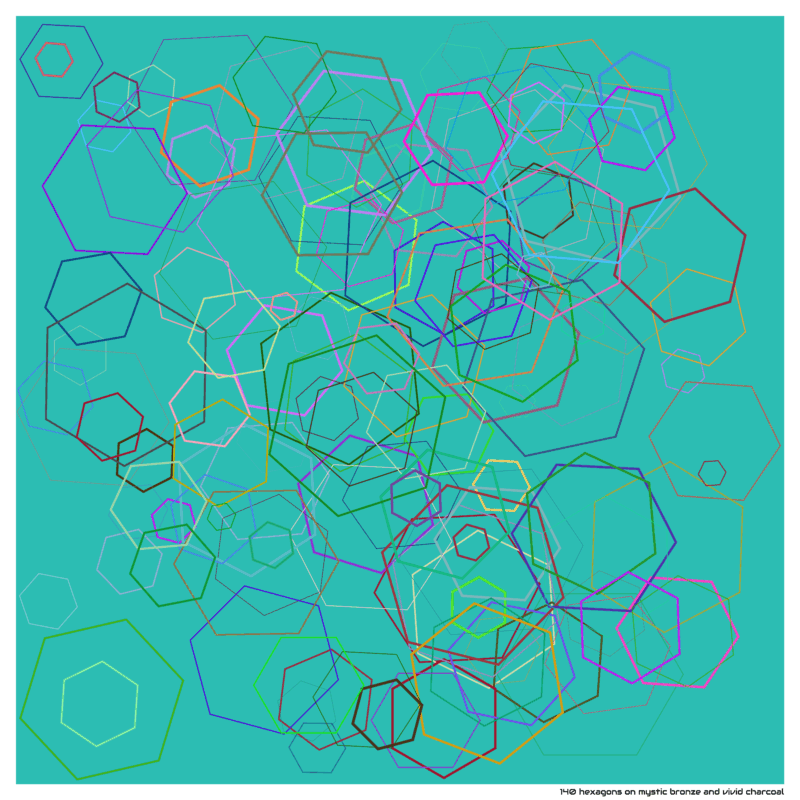 140 hexagons on mystic bronze and vivid charcoal