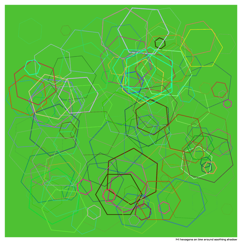 141 hexagons on lime around soothing shadow