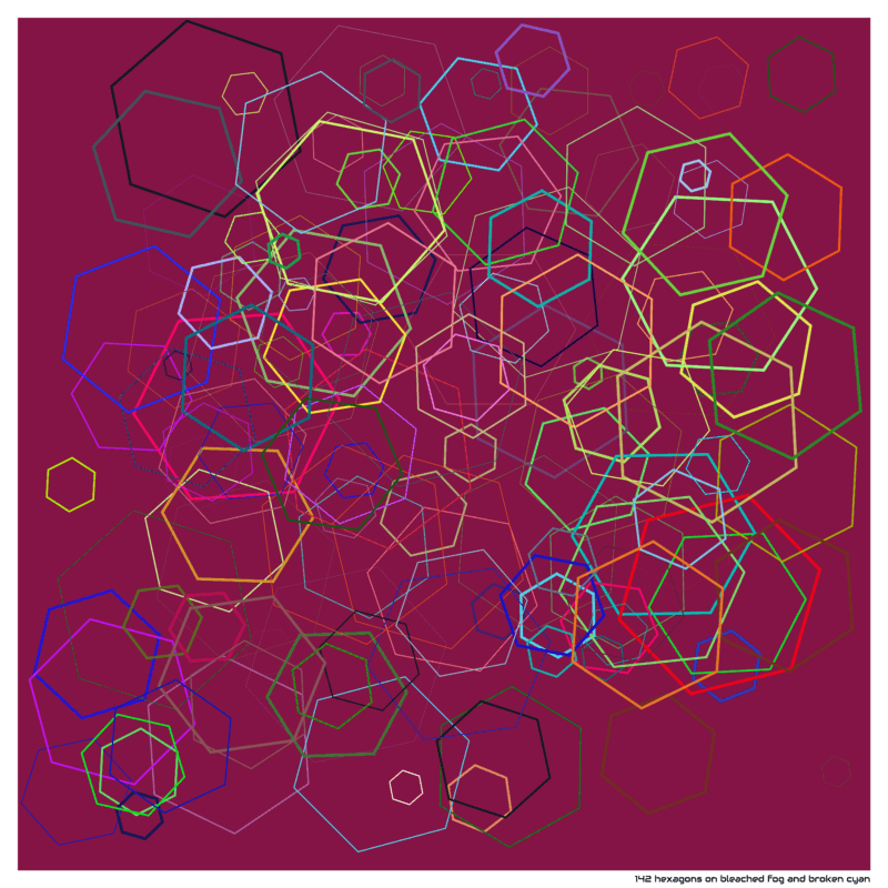 142 hexagons on bleached fog and broken cyan
