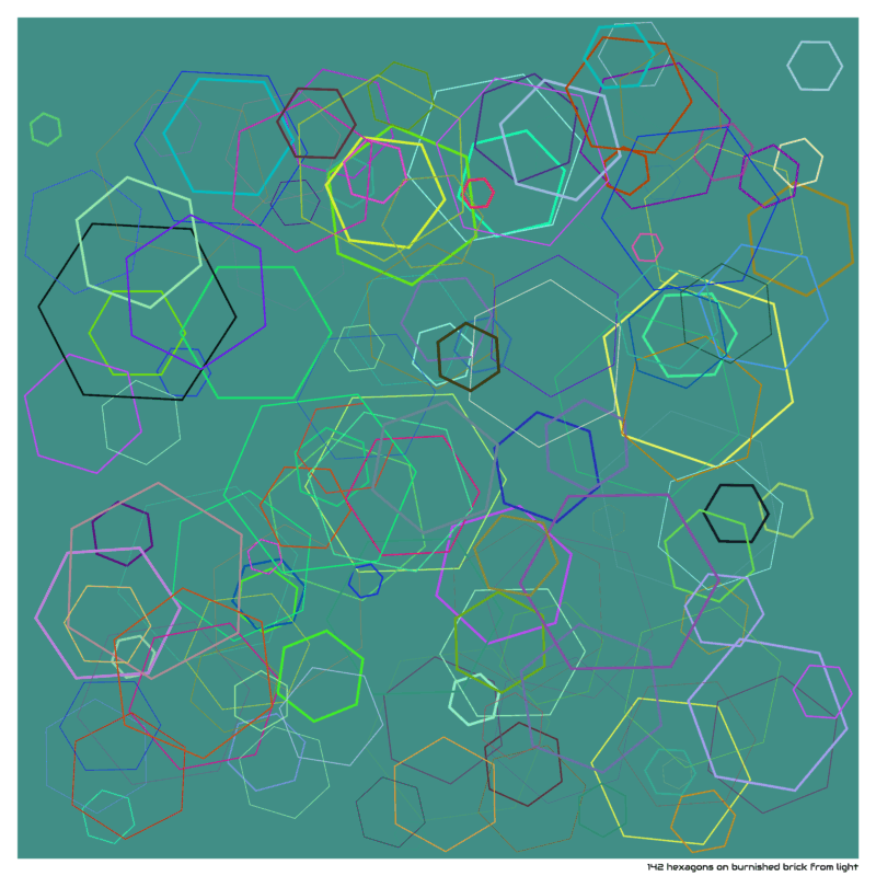 142 hexagons on burnished brick from light