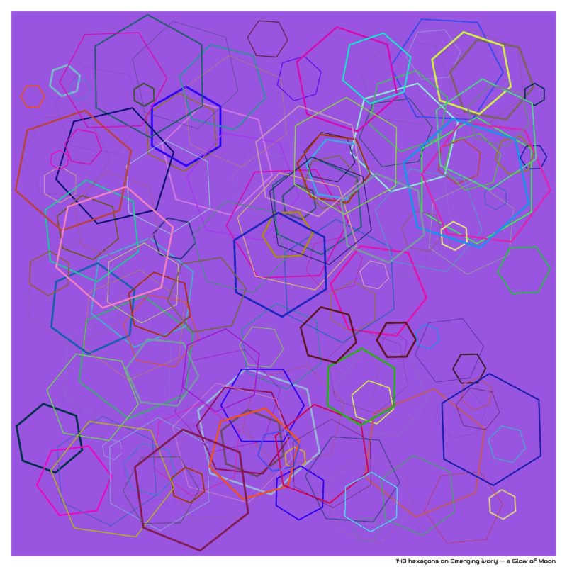 143 hexagons on Emerging ivory — a Glow of Moon