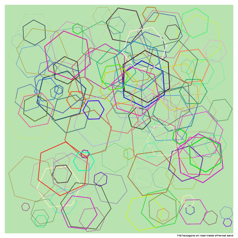 143 hexagons on rose inside ethereal sand