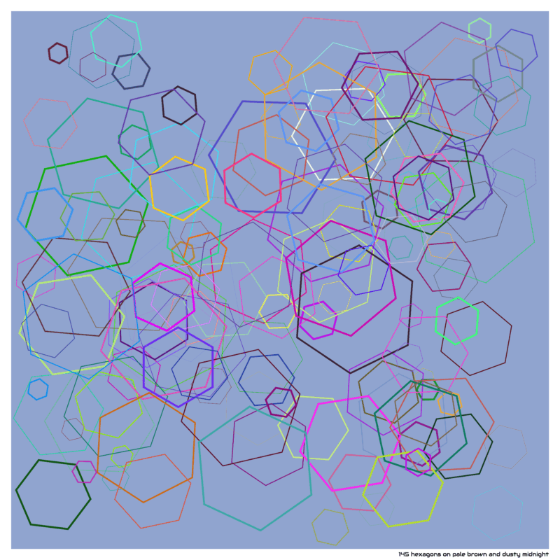 145 hexagons on pale brown and dusty midnight