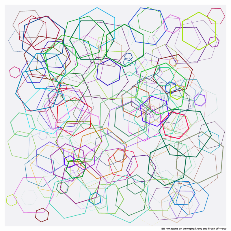 155 hexagons on emerging ivory and frost of trace