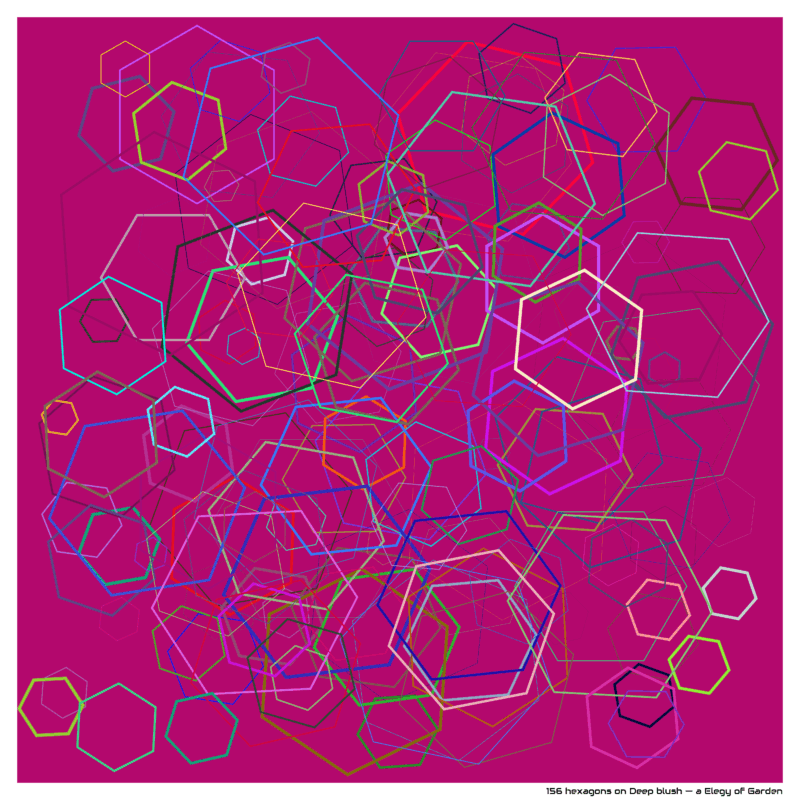156 hexagons on Deep blush — a Elegy of Garden