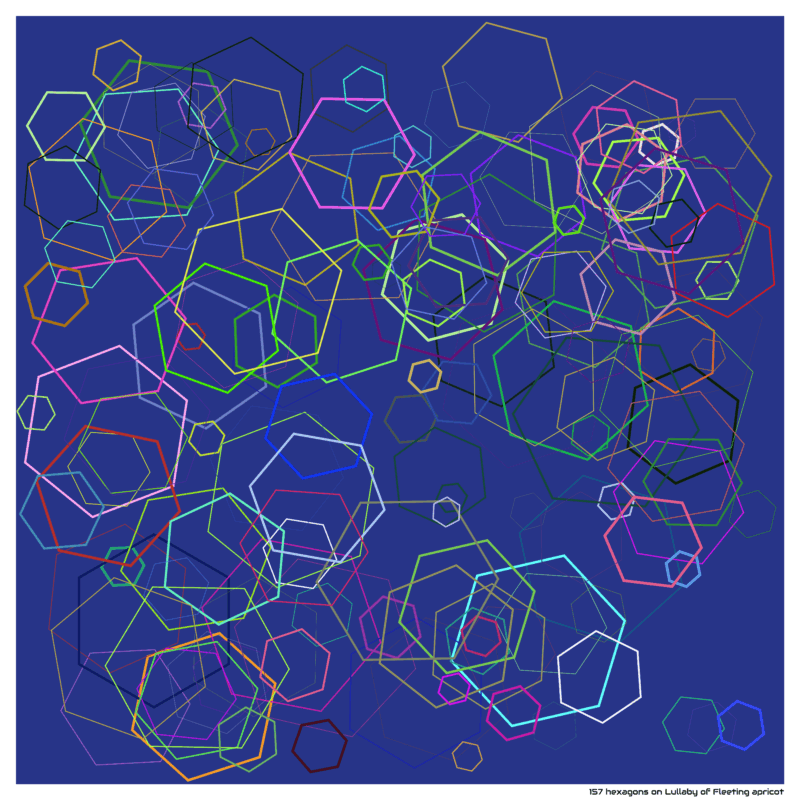 157 hexagons on Lullaby of Fleeting apricot