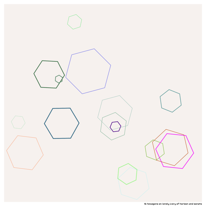 16 hexagons on lonely ivory of horizon and sonata
