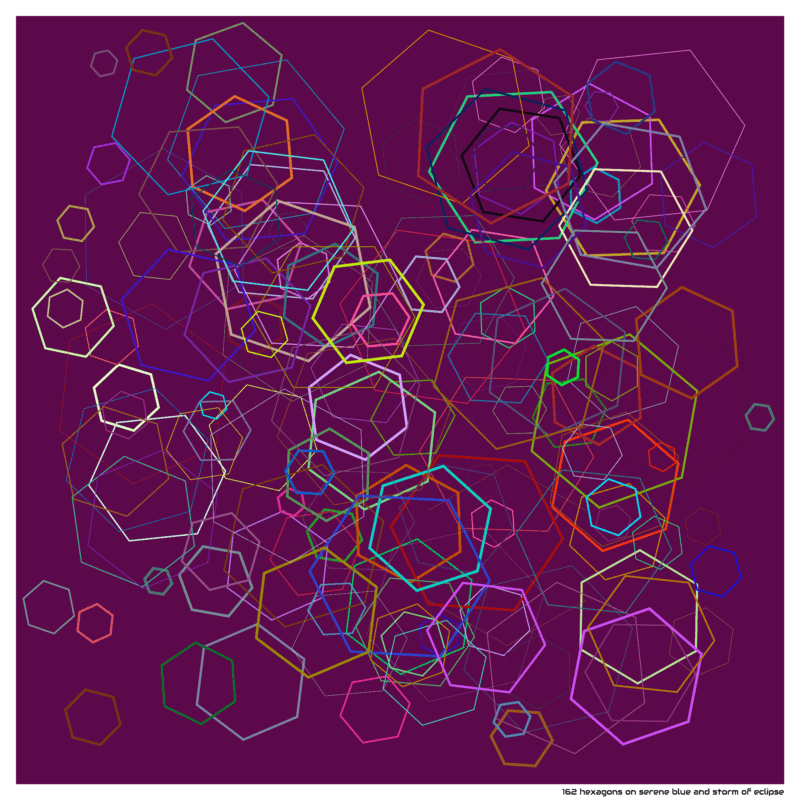 162 hexagons on serene blue and storm of eclipse