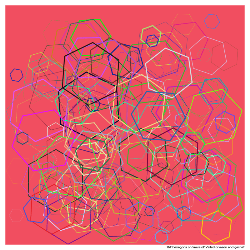 167 hexagons on Wave of Veiled crimson and garnet