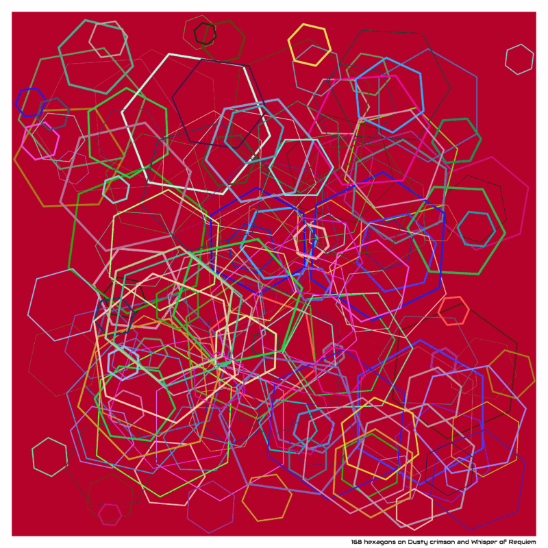 168 hexagons on Dusty crimson and Whisper of Requiem