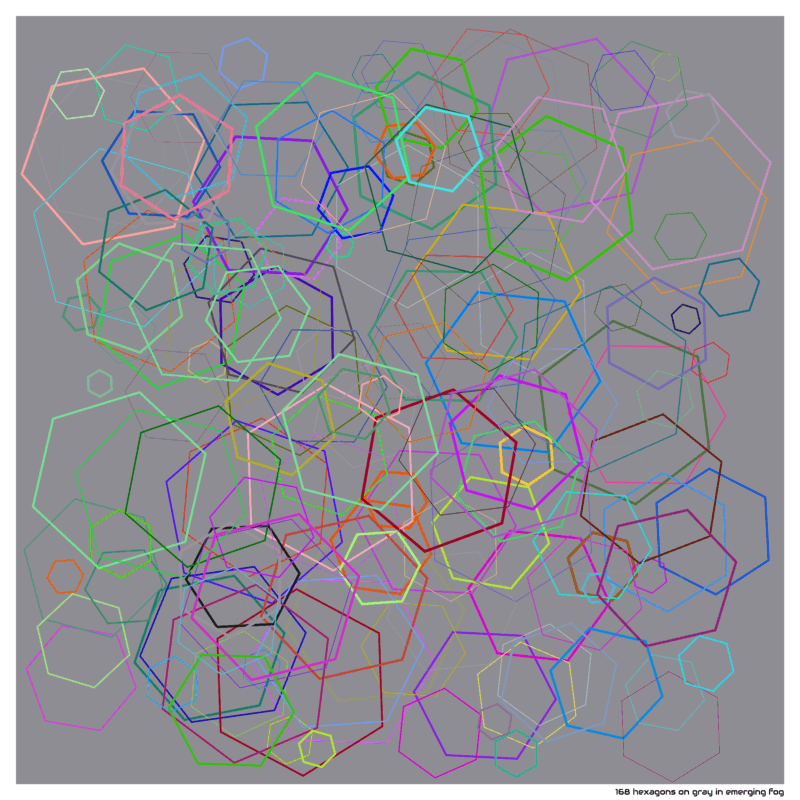 168 hexagons on gray in emerging fog