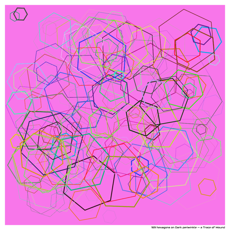 169 hexagons on Dark periwinkle — a Trace of Wound