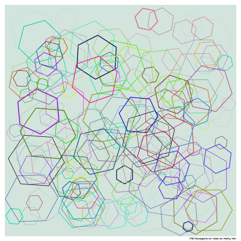 170 hexagons on rose on misty tan