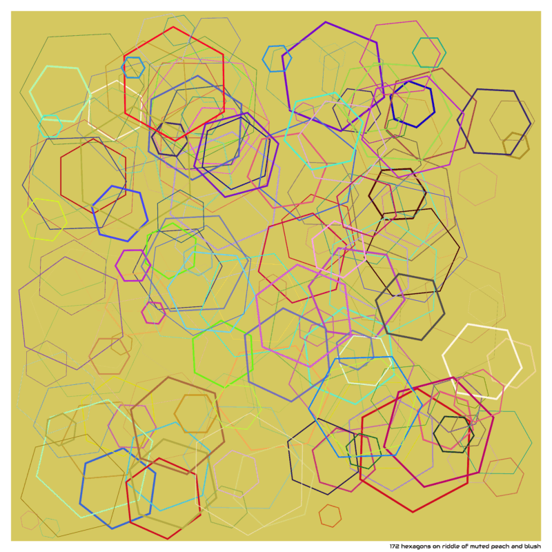 172 hexagons on riddle of muted peach and blush
