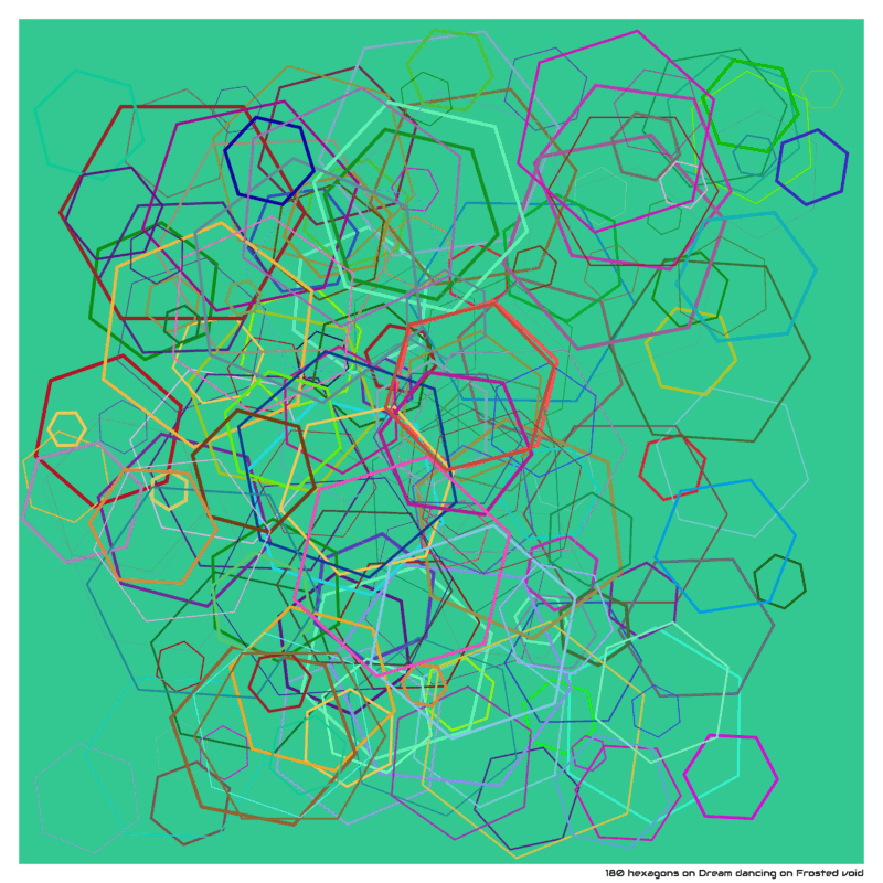 180 hexagons on Dream dancing on Frosted void