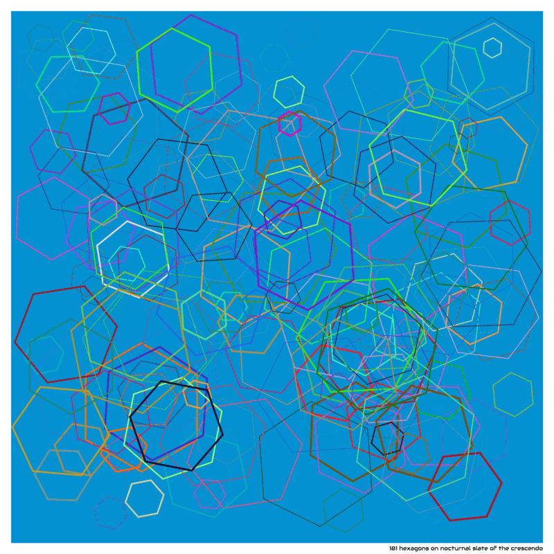 181 hexagons on nocturnal slate of the crescendo