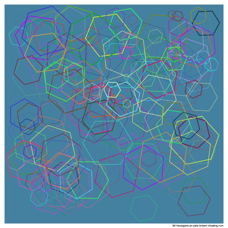 181 hexagons on pale brown chasing ruin