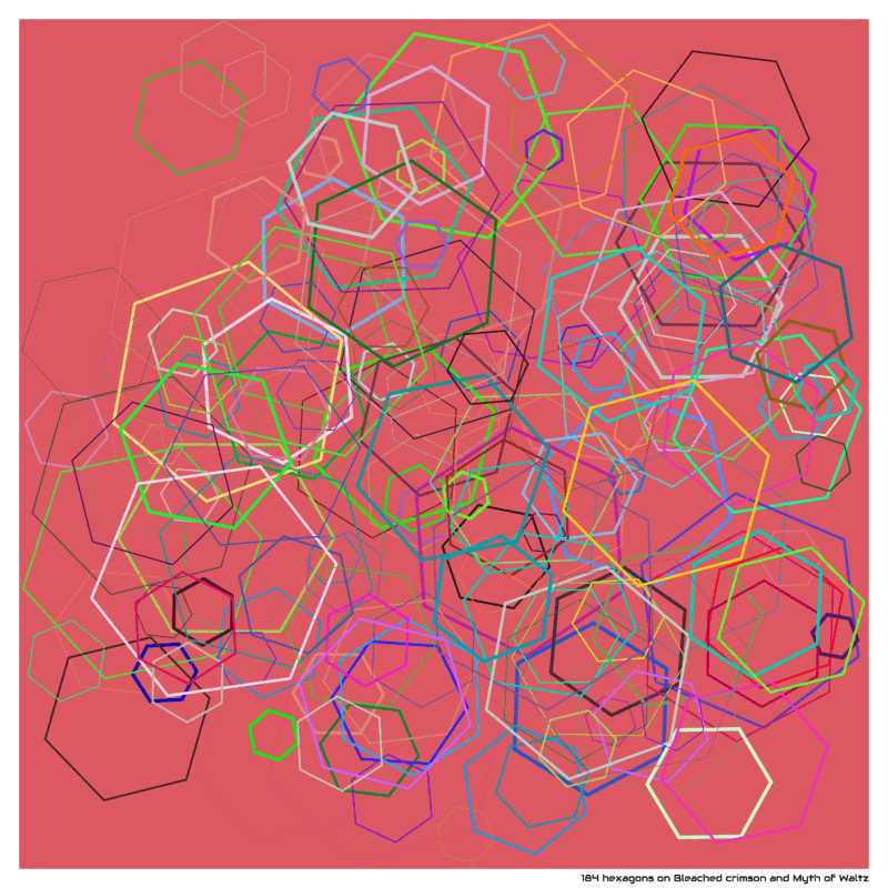 184 hexagons on Bleached crimson and Myth of Waltz