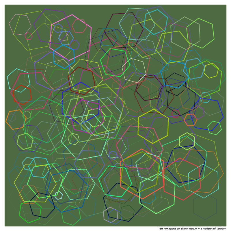189 hexagons on silent mauve — a horizon of lantern