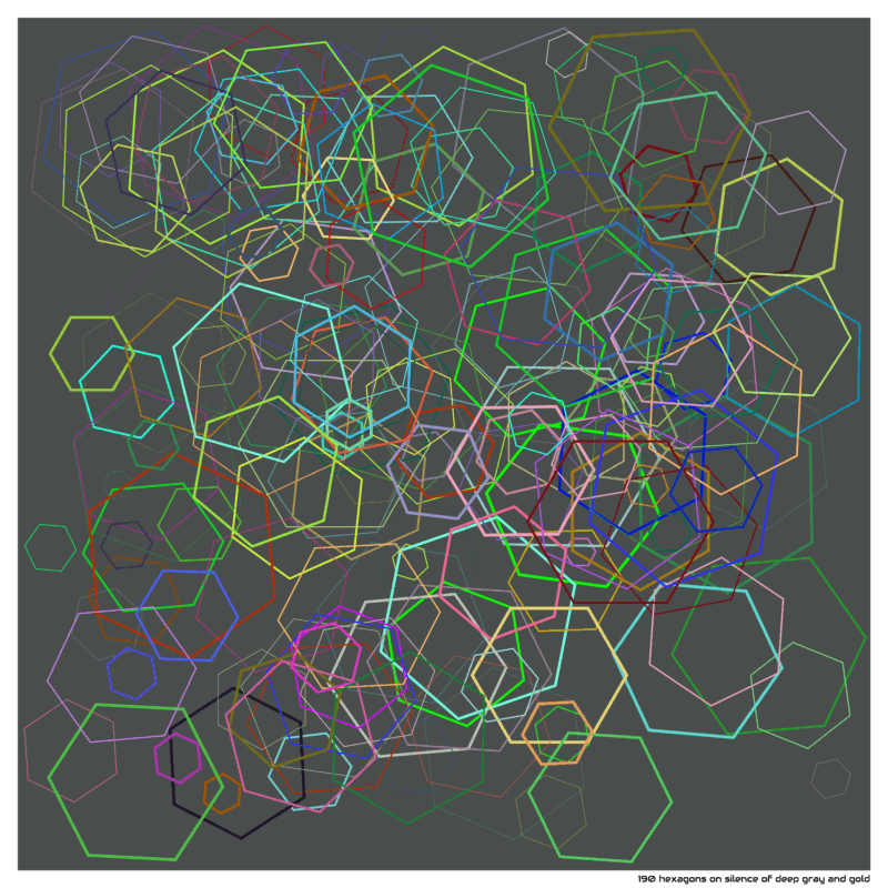 190 hexagons on silence of deep gray and gold