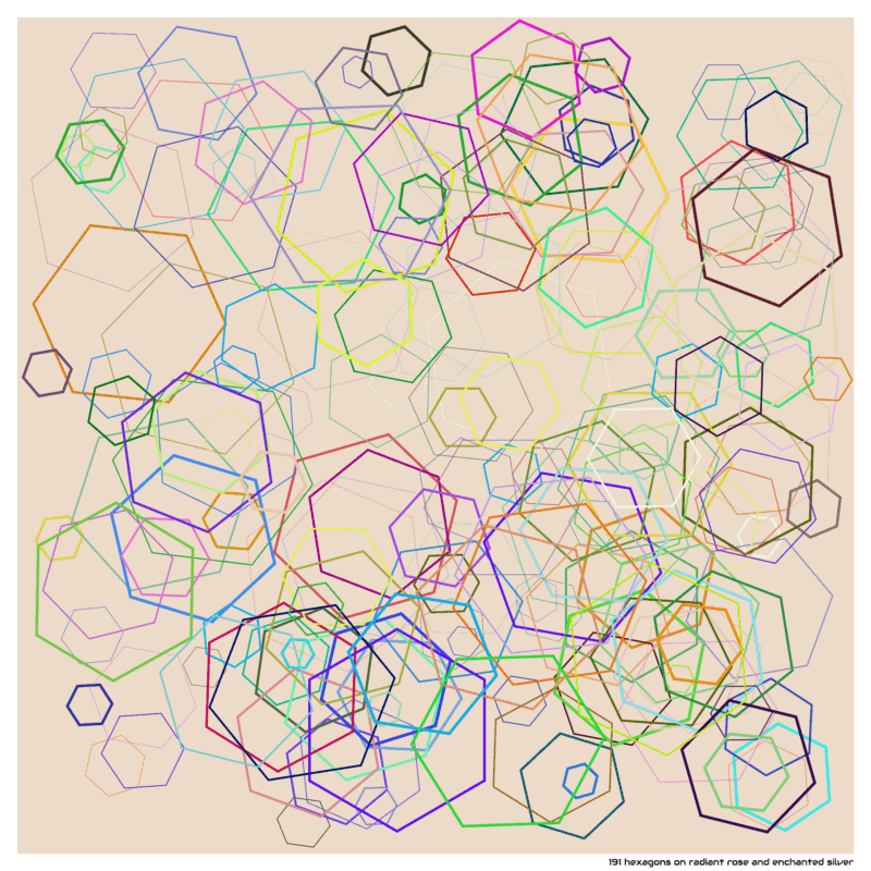 191 hexagons on radiant rose and enchanted silver