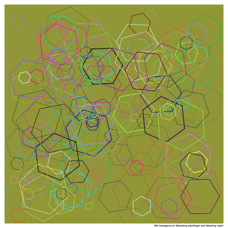 192 hexagons on Gleaming amethyst and Glowing night