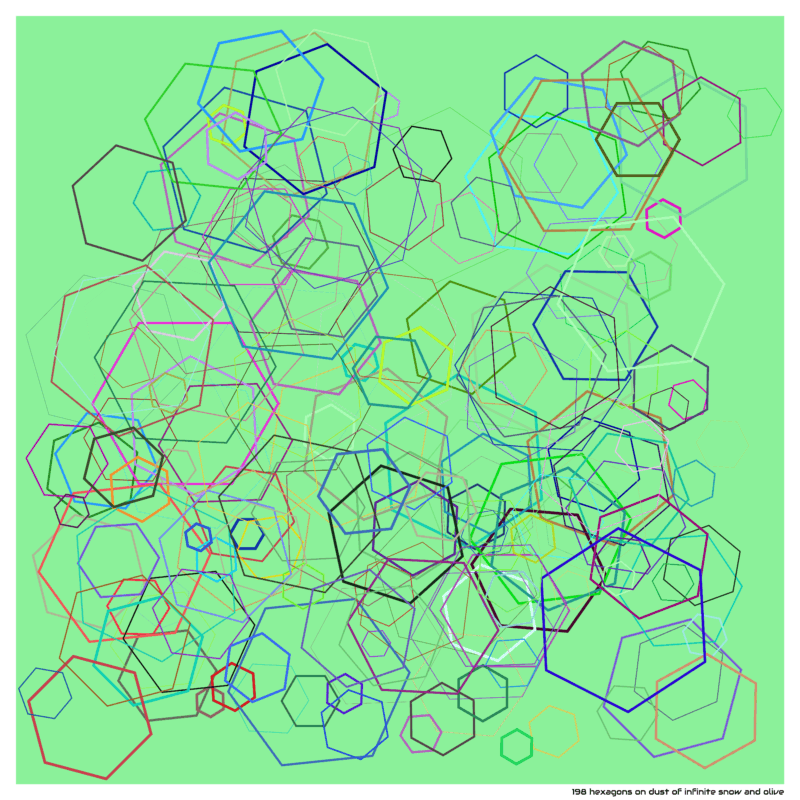 198 hexagons on dust of infinite snow and olive