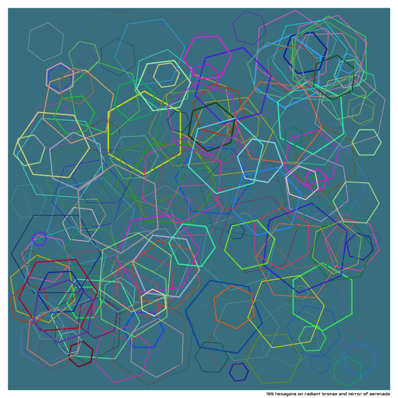 199 hexagons on radiant bronze and mirror of serenade