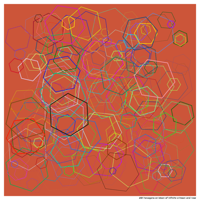 201 hexagons on Moon of Infinite crimson and rose