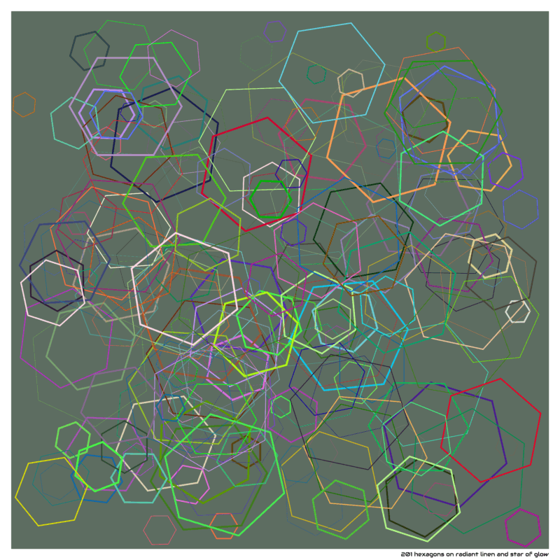 201 hexagons on radiant linen and star of glow