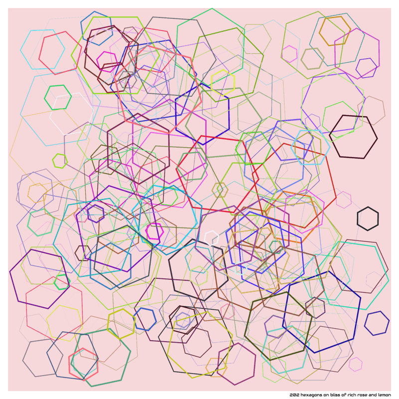202 hexagons on bliss of rich rose and lemon