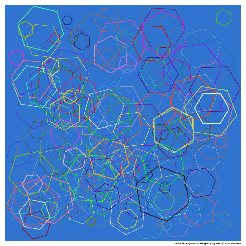 204 hexagons on Bright sky and Silken shadow