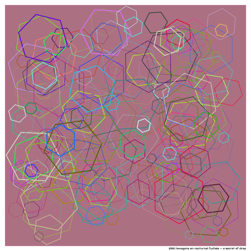 206 hexagons on nocturnal fuchsia — a secret of drop