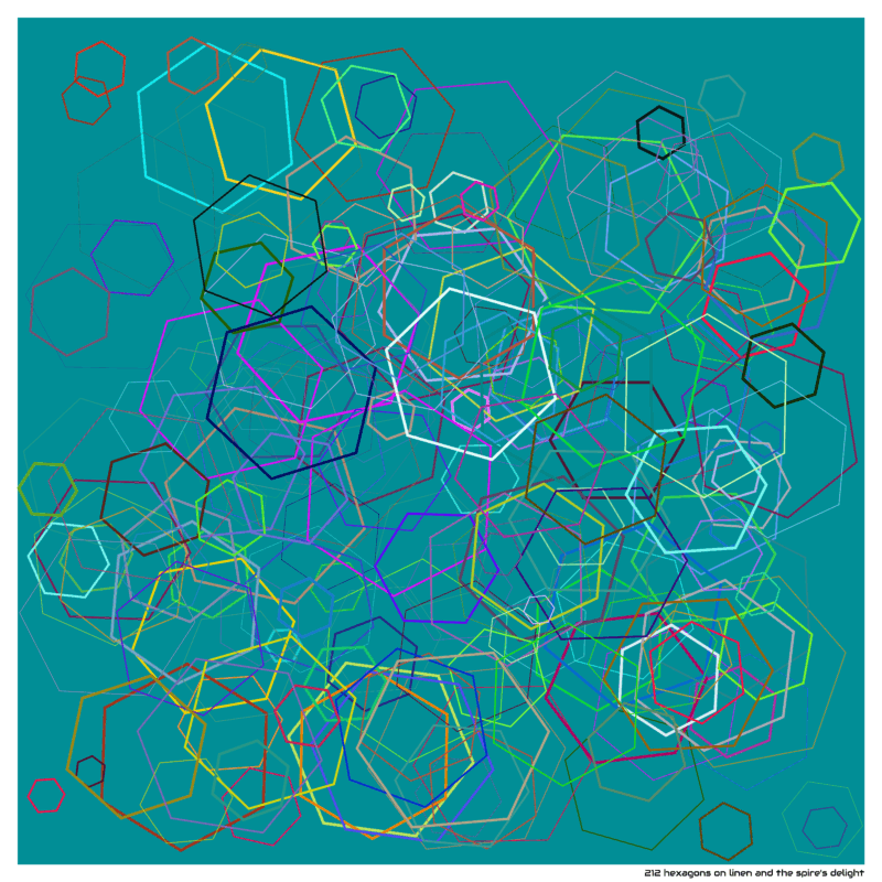 212 hexagons on linen and the spire’s delight