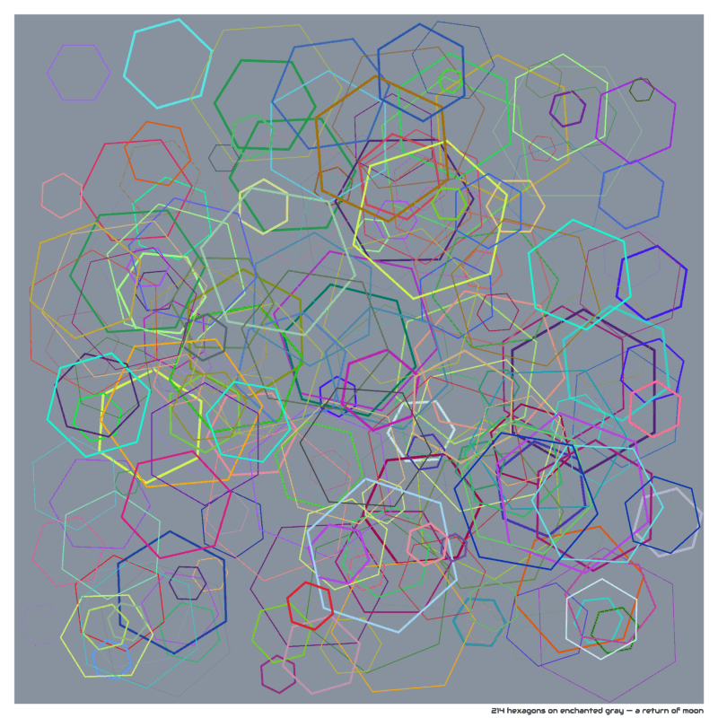 214 hexagons on enchanted gray — a return of moon