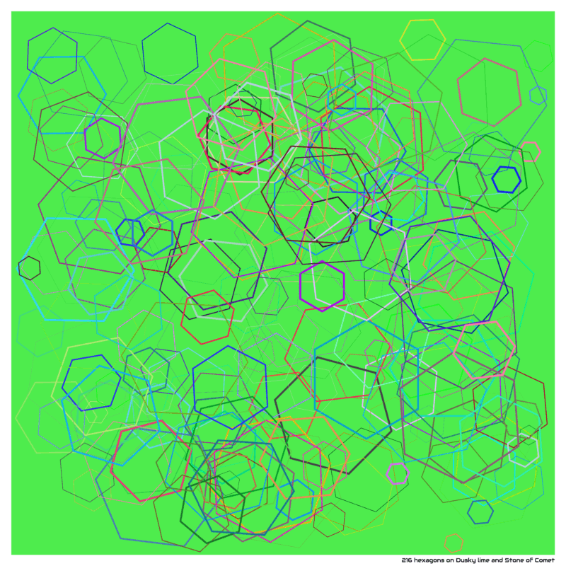 216 hexagons on Dusky lime and Stone of Comet