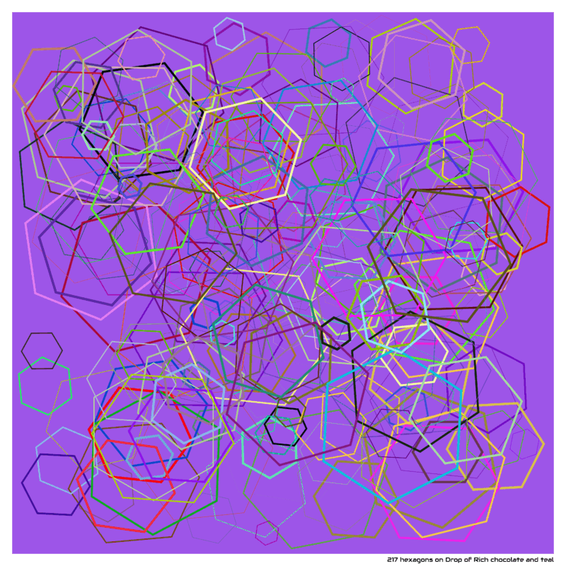 217 hexagons on Drop of Rich chocolate and teal