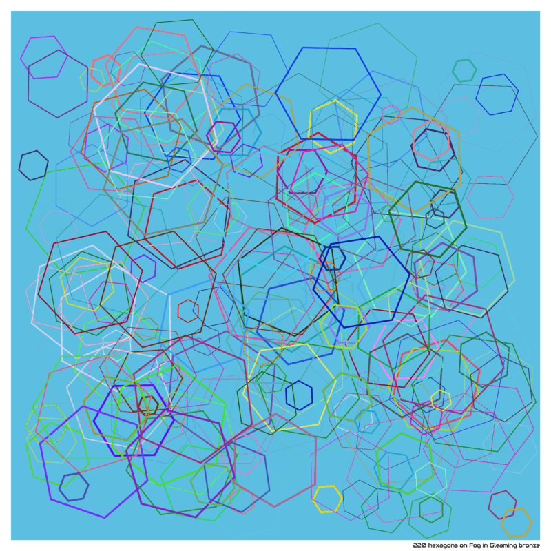 220 hexagons on Fog in Gleaming bronze