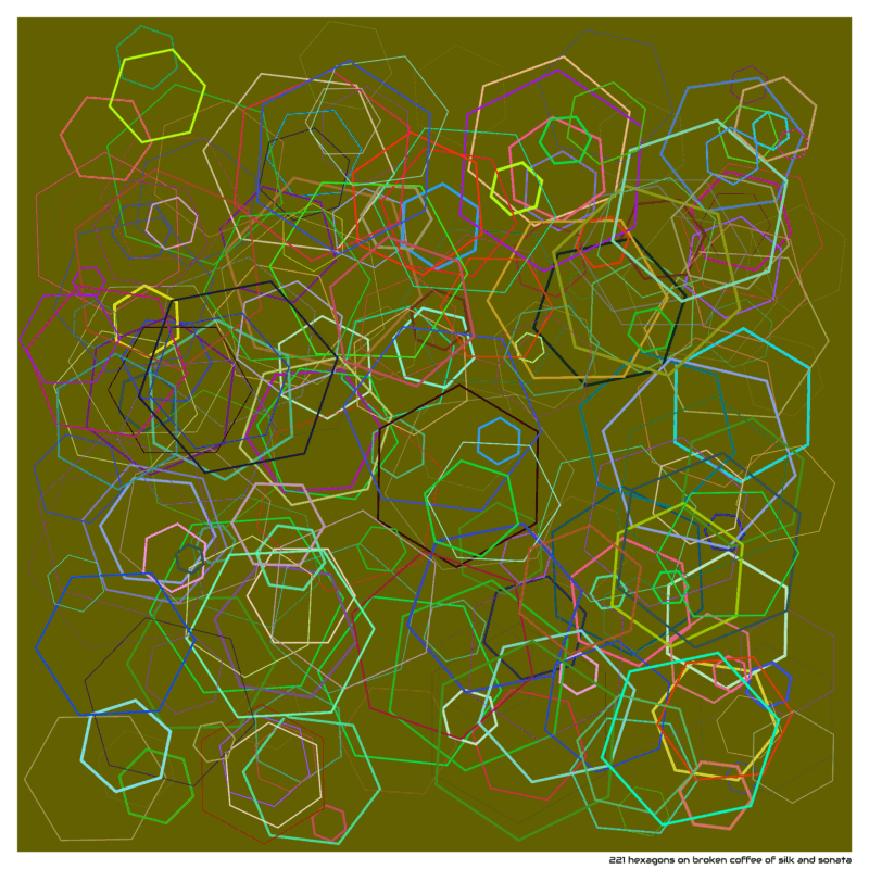 221 hexagons on broken coffee of silk and sonata