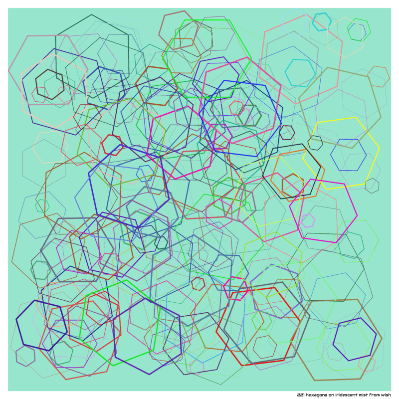221 hexagons on iridescent mist from wish