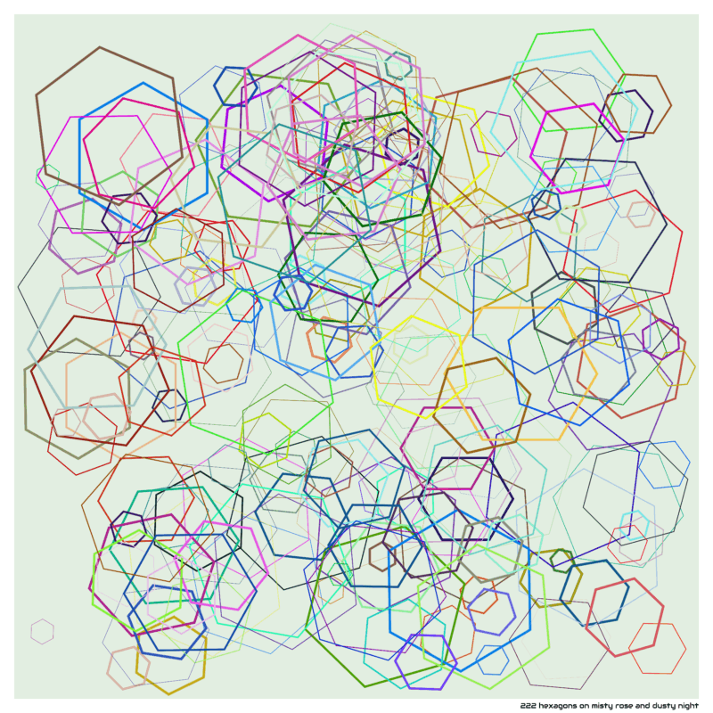 222 hexagons on misty rose and dusty night