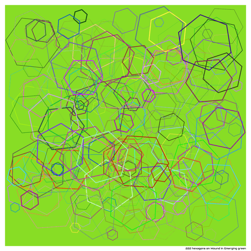 222 hexagons on Wound in Emerging green