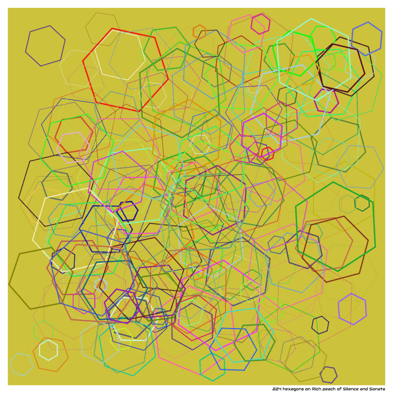 224 hexagons on Rich peach of Silence and Sonata